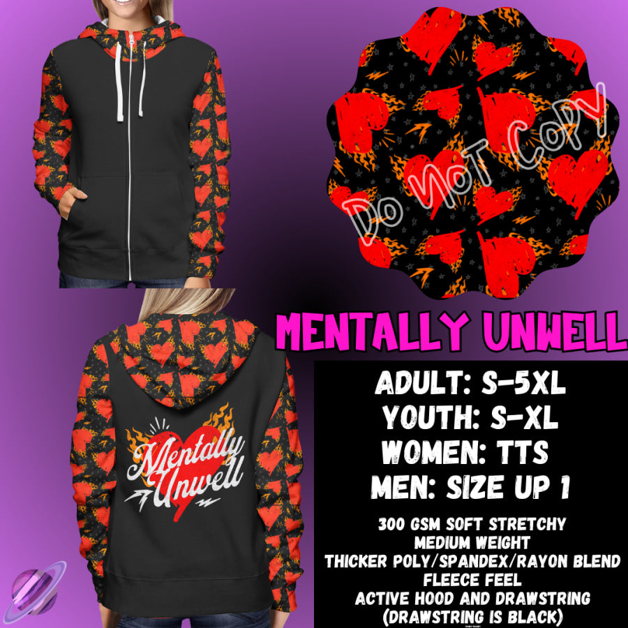 PREORDER Custom Hoodie Outfits - Mentally Unwell - Closes 28 Jan - ETA early May 2025 Leggings