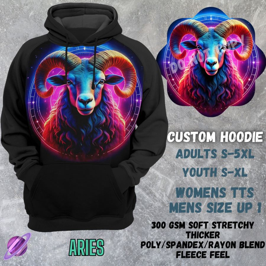 PREORDER Custom Hoodies - Aries - Closes 8 Mar - ETA early Jun 2025 Tops/Sweatshirts &amp; Hoodies