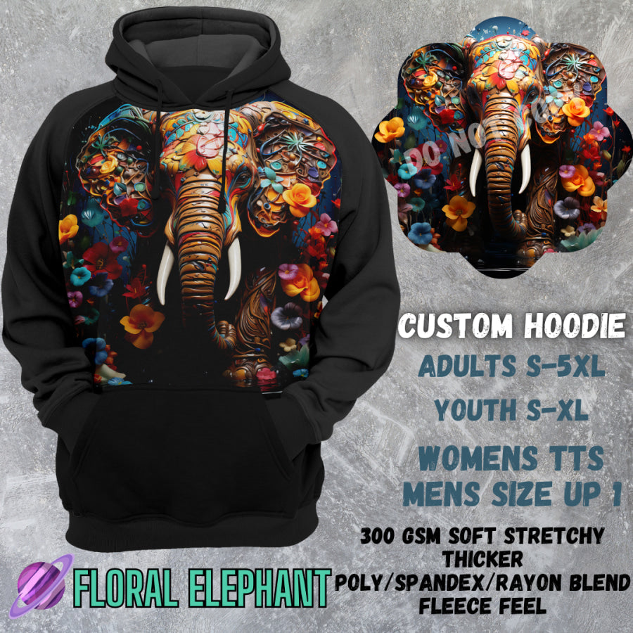 PREORDER Custom Hoodies - Floral Elephant - Closes 8 Mar - ETA early Jun 2025 Tops/Sweatshirts & Hoodies