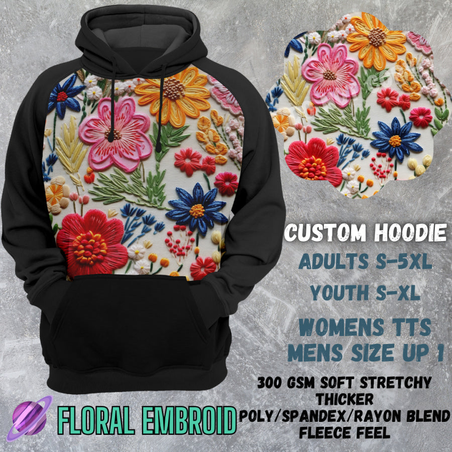 PREORDER Custom Hoodies - Floral Embroid - Closes 8 Mar - ETA early Jun 2025 Tops/Sweatshirts & Hoodies