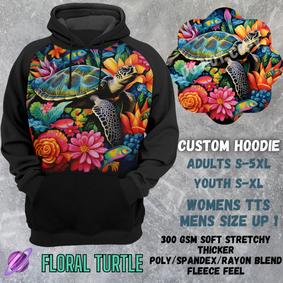 PREORDER Custom Hoodies - Floral Turtle - Closes 8 Mar - ETA early Jun 2025 Tops/Sweatshirts &amp; Hoodies