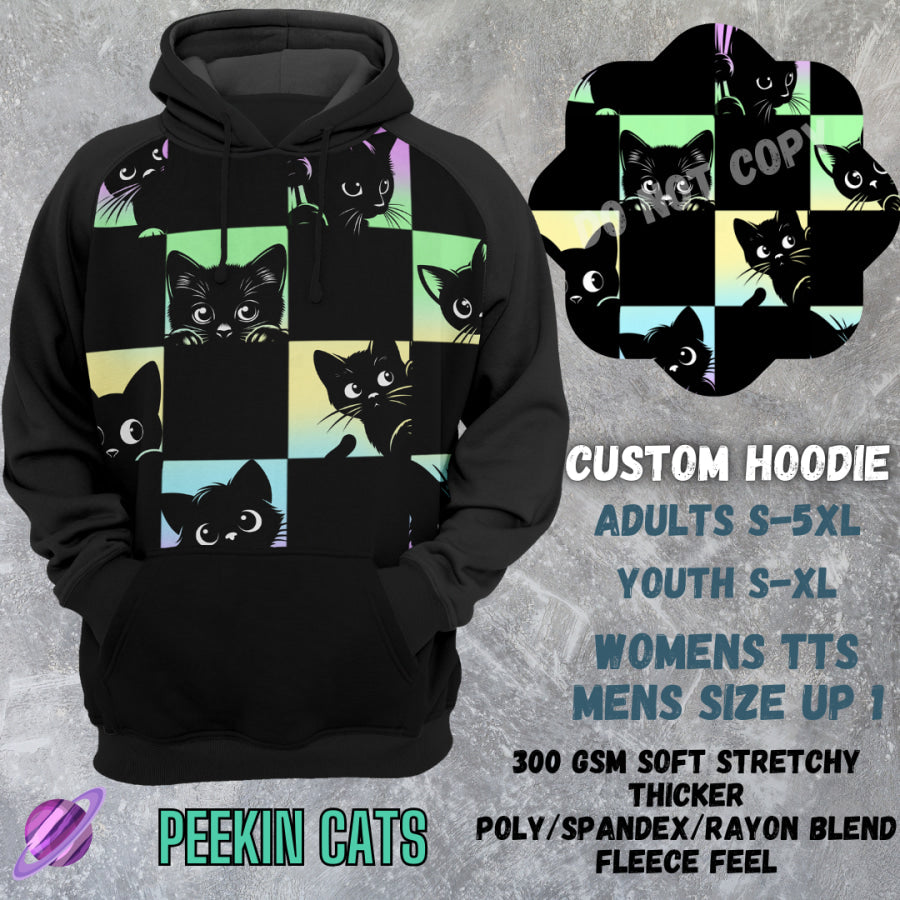 PREORDER Custom Hoodies - Peekin Cats - Closes 8 Mar - ETA early Jun 2025 Tops/Sweatshirts &amp; Hoodies