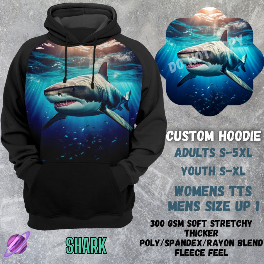 PREORDER Custom Hoodies - Shark - Closes 8 Mar - ETA early Jun 2025 Tops/Sweatshirts &amp; Hoodies