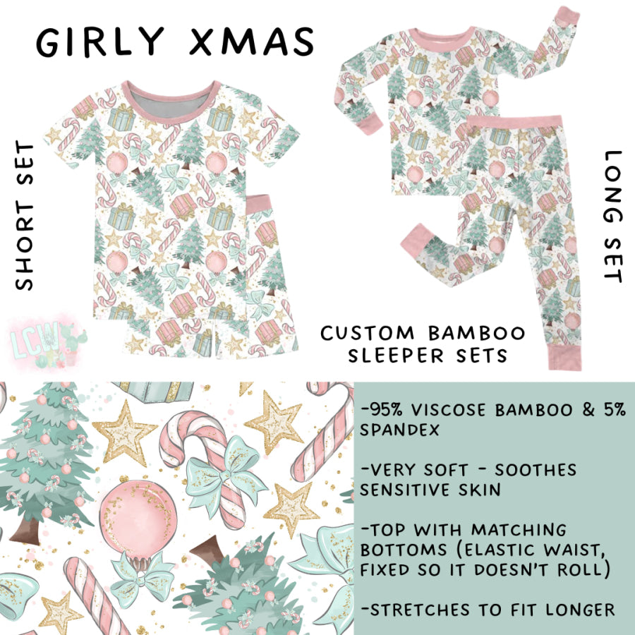 Preorder Custom Kids Christmas Bamboo Sleepwear - Girly Xmas - Closes 24 Sep - ETA mid Dec 2025 Kids Sleepwear