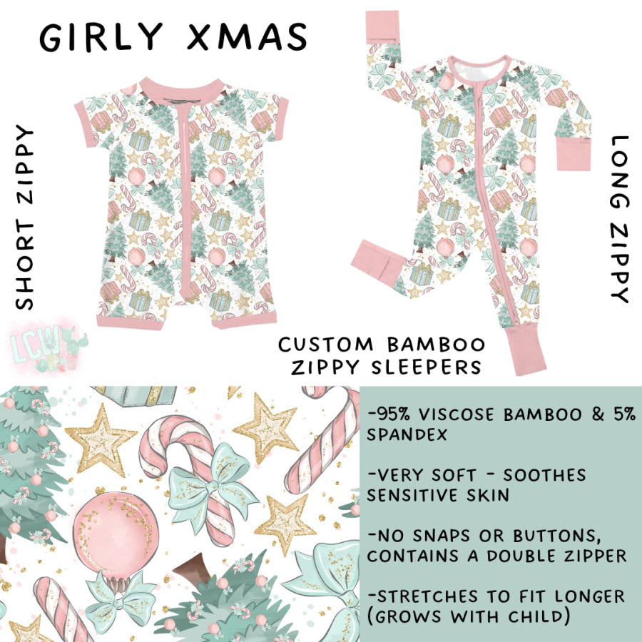 Preorder Custom Kids Christmas Bamboo Sleepwear - Girly Xmas - Closes 24 Sep - ETA mid Dec 2025 Kids Sleepwear