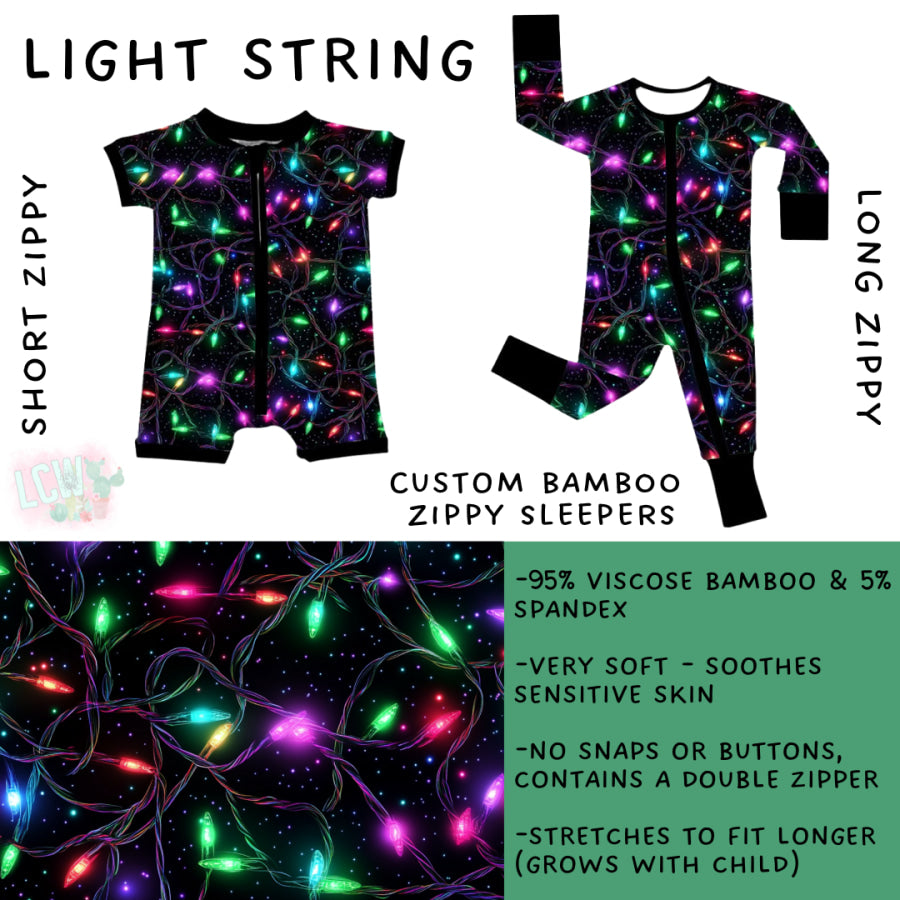 Preorder Custom Kids Christmas Bamboo Sleepwear - Light String - Closes 24 Sep - ETA mid Dec 2025 Kids Sleepwear
