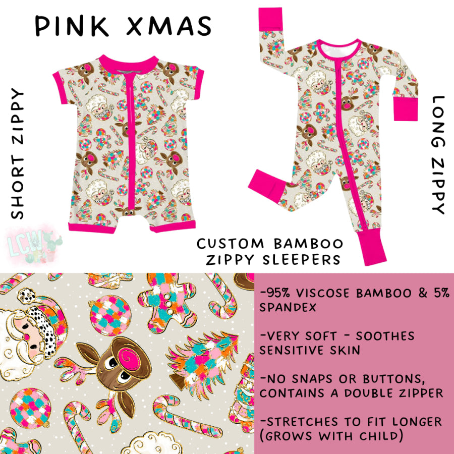 Preorder Custom Kids Christmas Bamboo Sleepwear - Pink Xmas - Closes 24 Sep - ETA mid Dec 2025 Kids Sleepwear