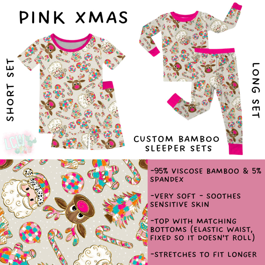 Preorder Custom Kids Christmas Bamboo Sleepwear - Pink Xmas - Closes 24 Sep - ETA mid Dec 2025 Kids Sleepwear