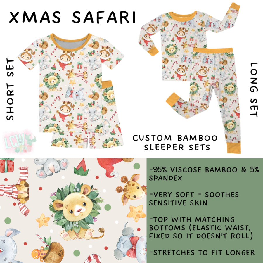 Preorder Custom Kids Christmas Bamboo Sleepwear - Xmas Safari - Closes 24 Sep - ETA mid Dec 2025 Kids Sleepwear