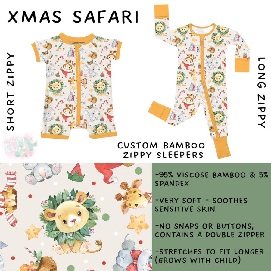 Preorder Custom Kids Christmas Bamboo Sleepwear - Xmas Safari - Closes 24 Sep - ETA mid Dec 2025 Kids Sleepwear