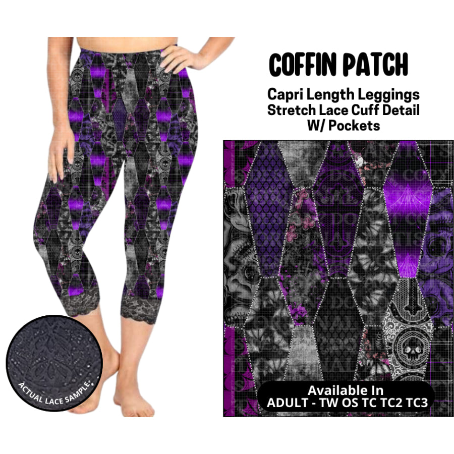 Preorder Custom Lace Cuff Capri Leggings - Coffin Patch - Closes 12 May - ETA early Sep 2025 Leggings
