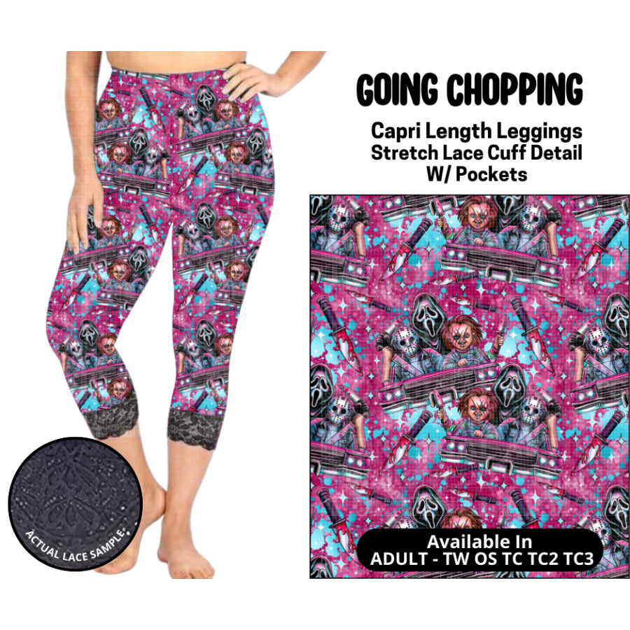Preorder Custom Lace Cuff Capri Leggings - Going Chopping - Closes 12 May - ETA early Sep 2025 Leggings