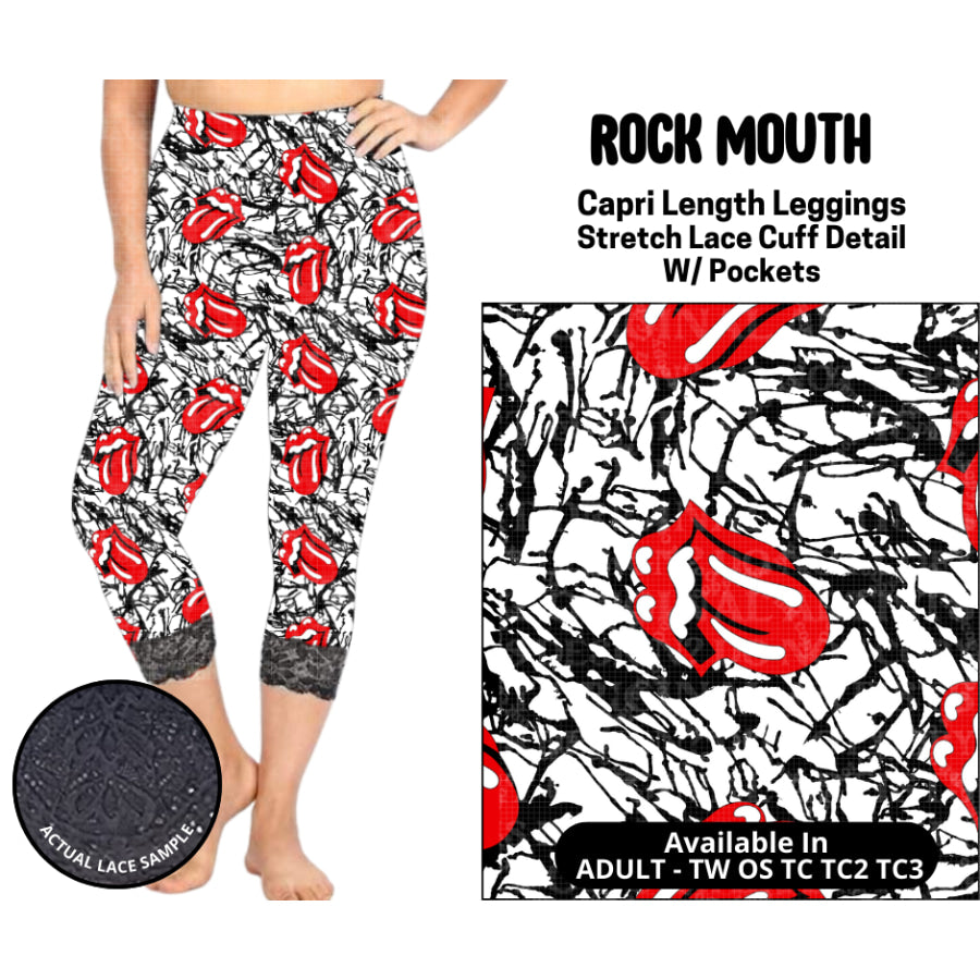 Preorder Custom Lace Cuff Capri Leggings - Rock Mouth - Closes 12 May - ETA early Sep 2025 Leggings