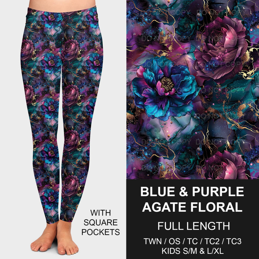 PREORDER Custom Leggings / Joggers - Blue and Purple Agate Floral - Closes 7 Jan - ETA late Apr 2025 Loungewear