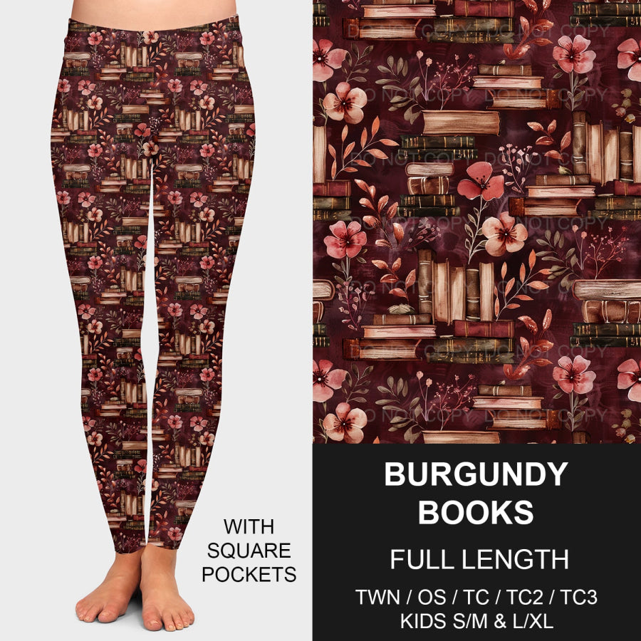 PREORDER Custom Leggings / Joggers - Burgundy Books - Closes 7 Jan - ETA late Apr 2025 Loungewear