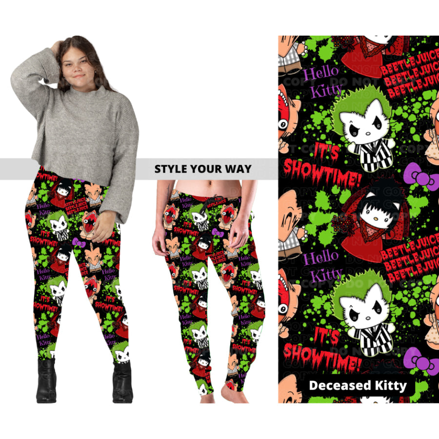 Preorder Custom Leggings / Joggers - Deceased Kitty - Closes 23 Sep - ETA mid Dec 2024 Leggings