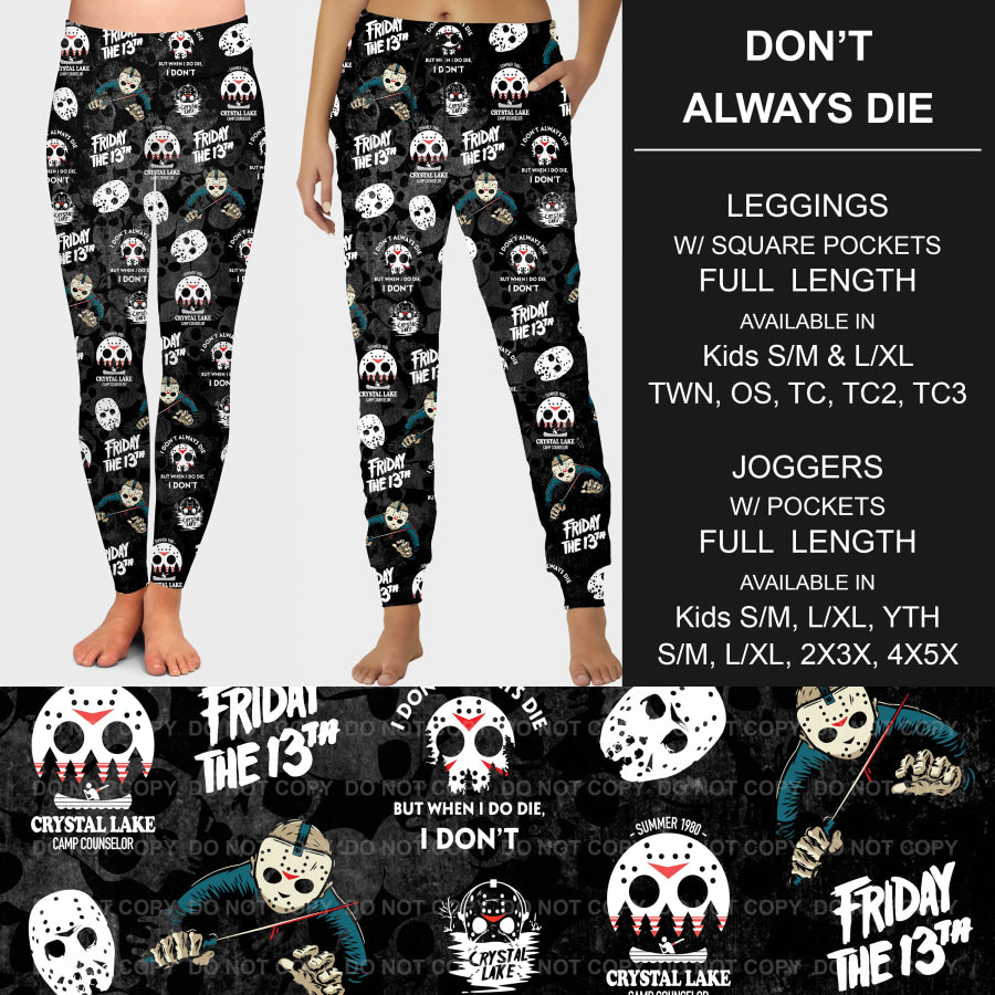 PREORDER Custom Leggings / Joggers - Don’t Always Die - Closes 26 Sep - ETA mid Dec 2024 Loungewear