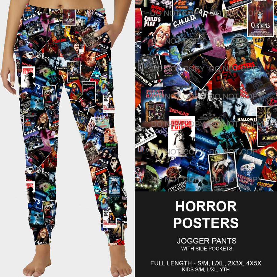 PREORDER Custom Leggings / Joggers - Horror Posters - Closes 26 Sep - ETA mid Dec 2024 Loungewear