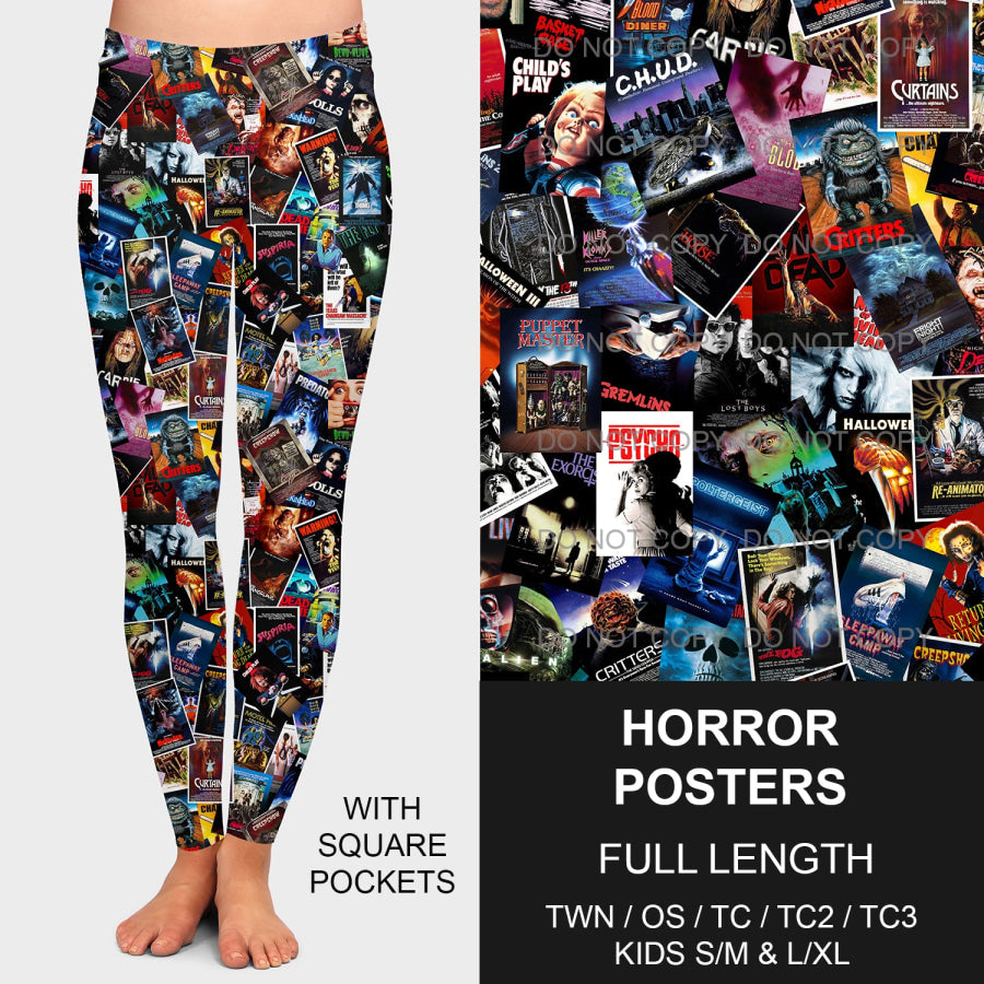 PREORDER Custom Leggings / Joggers - Horror Posters - Closes 26 Sep - ETA mid Dec 2024 Loungewear