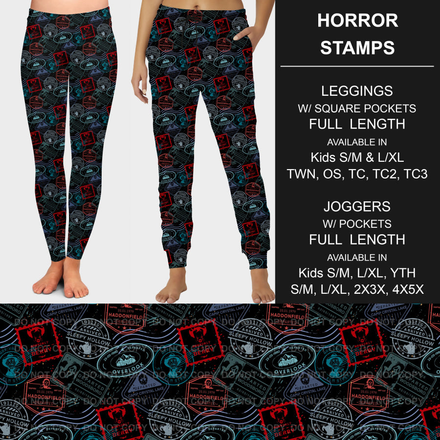 PREORDER Custom Leggings / Joggers - Horror Stamps - Closes 26 Sep - ETA mid Dec 2024 Loungewear