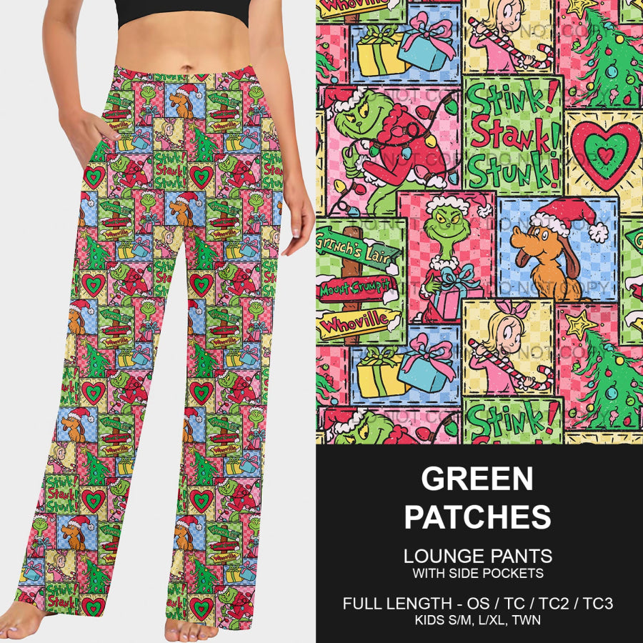 PREORDER Custom Leggings / Joggers / Loungers - Green Patches - Closes 17 Sep - ETA early Dec 2024 Loungewear