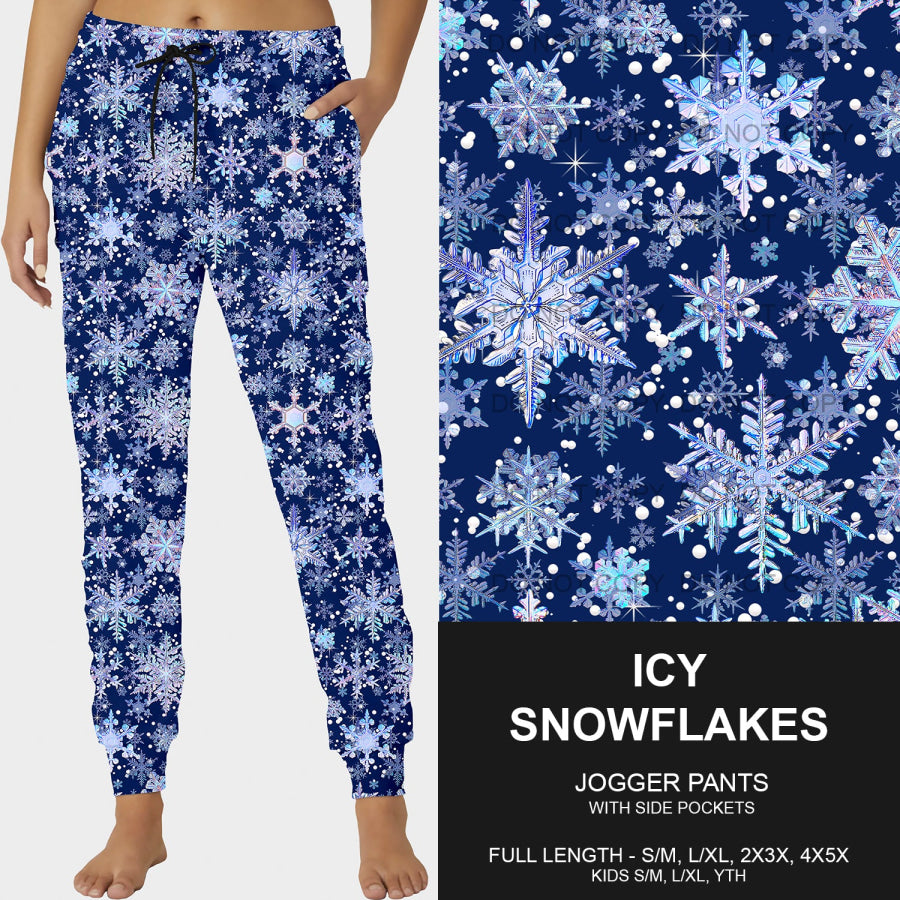 PREORDER Custom Leggings / Joggers / Loungers - Icy Snowflakes - Closes 17 Sep - ETA early Dec 2024 Loungewear