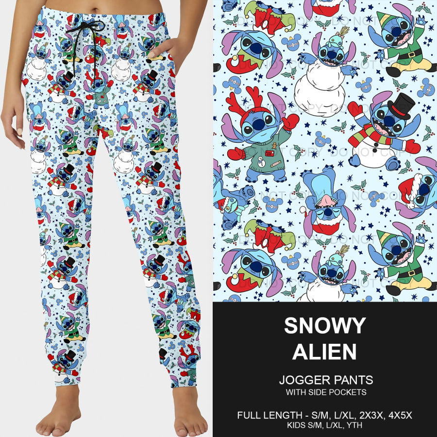 PREORDER Custom Leggings / Joggers / Loungers - Snowy Alien - Closes 1 Oct - ETA late Dec 2024 Loungewear