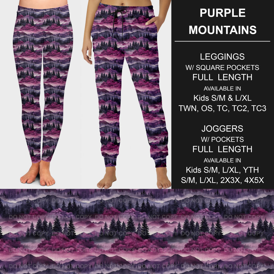 PREORDER Custom Leggings / Joggers - Purple Mountains - Closes 7 Jan - ETA late Apr 2025 Loungewear