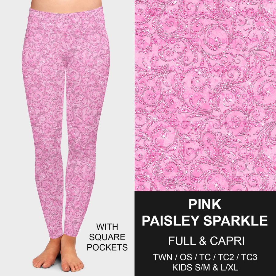 PREORDER Custom Leggings - Pink Paisley Sparkle - Closes 23 Jan - ETA late Apr 2025 Leggings