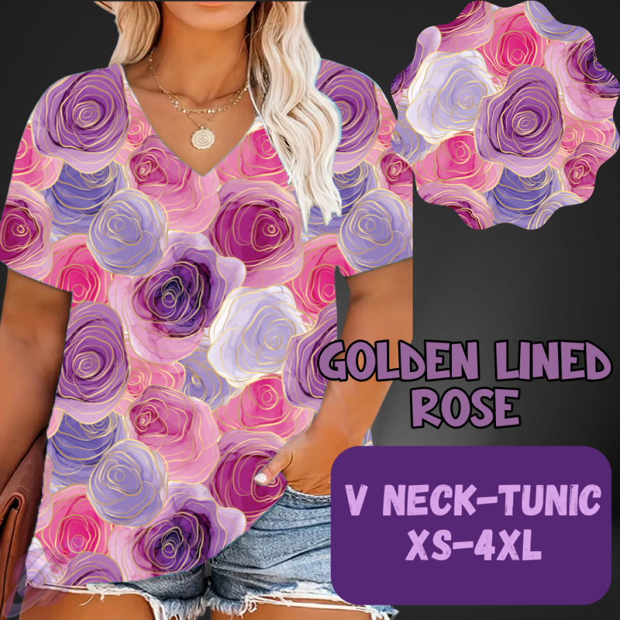 PREORDER Custom Leggings / Tanks / Tunics - Golden Lined Rose - Closes 25 May - ETA late Aug 2025 Leggings