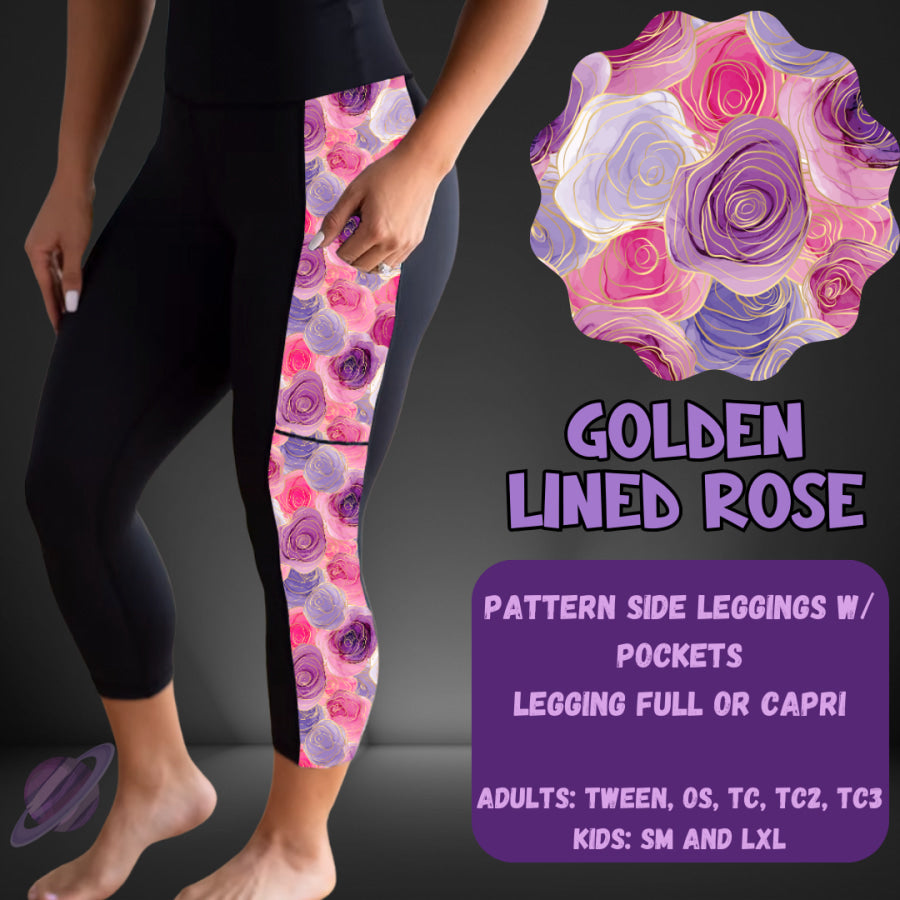 PREORDER Custom Leggings / Tanks / Tunics - Golden Lined Rose - Closes 25 May - ETA late Aug 2025 Leggings