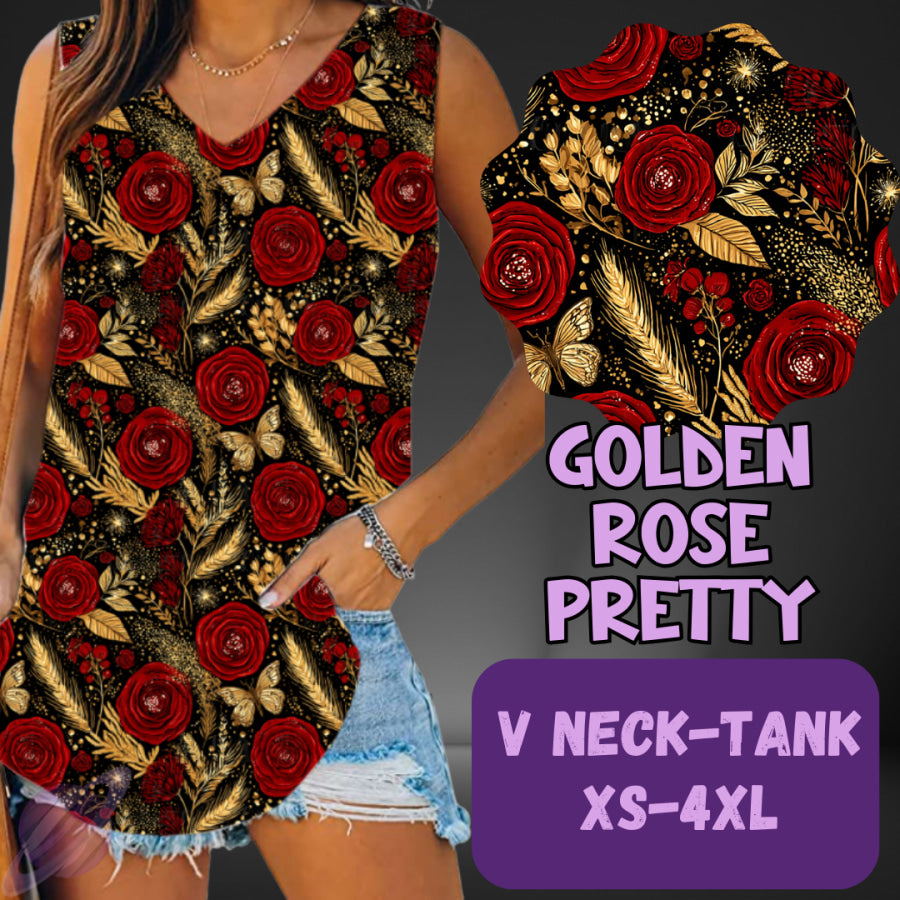 PREORDER Custom Leggings / Tanks / Tunics - Golden Rose Pretty - Closes 25 May - ETA late Aug 2025 Leggings