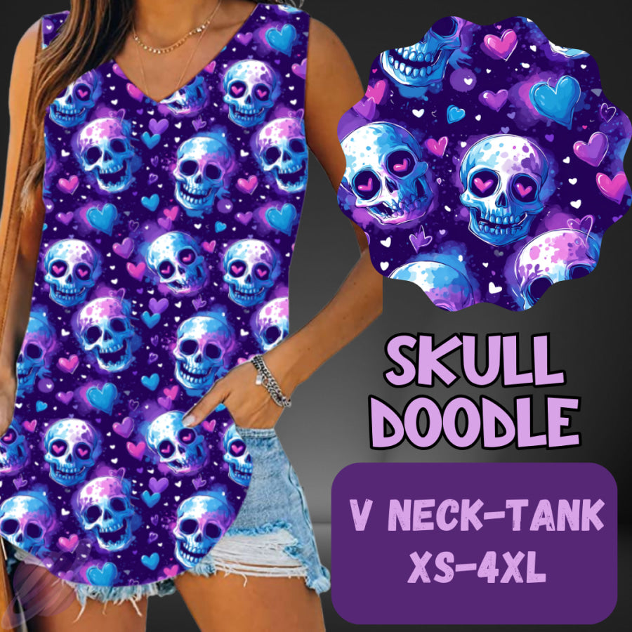 PREORDER Custom Leggings / Tanks / Tunics - Skull Doodle - Closes 25 May - ETA late Aug 2025 Leggings
