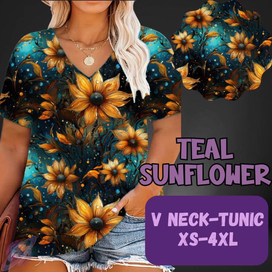 PREORDER Custom Leggings / Tanks / Tunics - Teal Sunflower - Closes 25 May - ETA late Aug 2025 Leggings