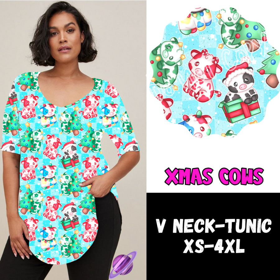 PREORDER Custom Leggings / Tanks / Tunics - Xmas Cows - Closes 10 Oct - ETA late Dec 2024 Leggings