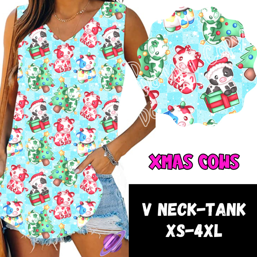 PREORDER Custom Leggings / Tanks / Tunics - Xmas Cows - Closes 10 Oct - ETA late Dec 2024 Leggings