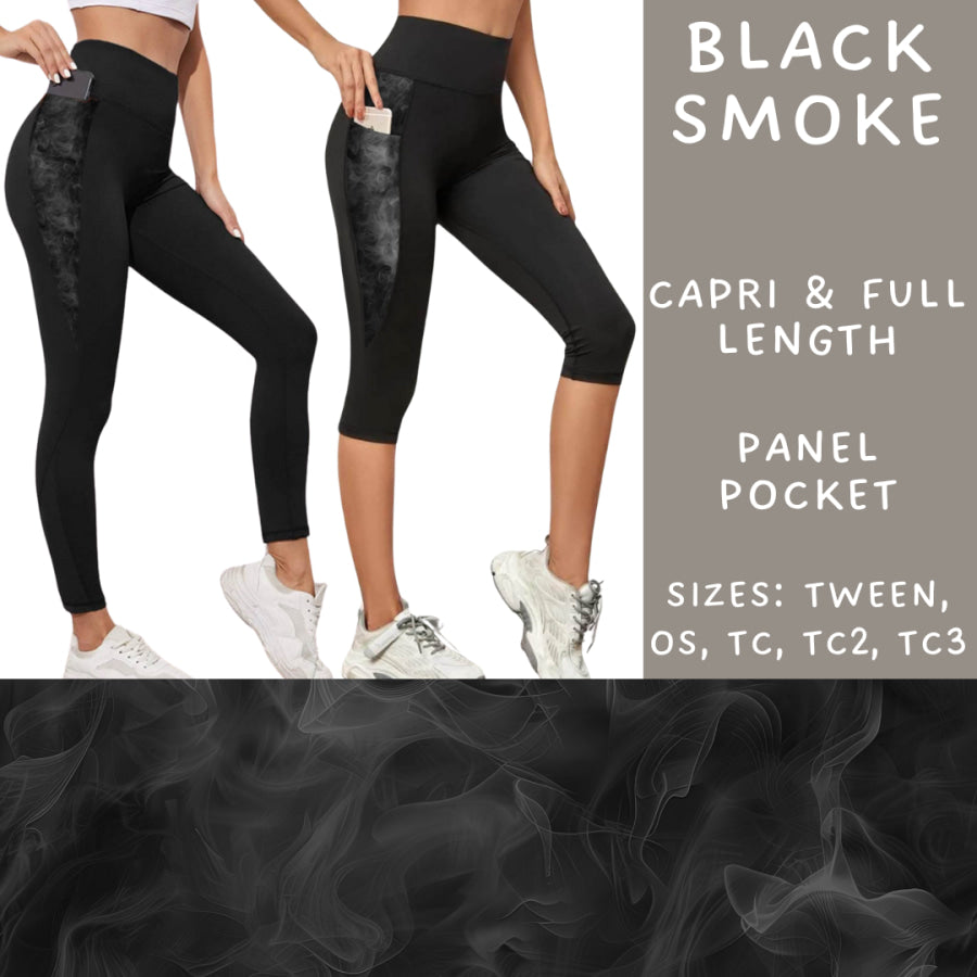 Preorder Custom Panel Pocket Leggings / Tunics - Black Smoke - Closes 18 Sep - ETA early Dec 2024 Leggings