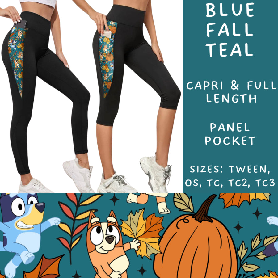 Preorder Custom Panel Pocket Leggings / Tunics - Blue Fall Teal - Closes 9 Oct - ETA late Dec 2024 Leggings