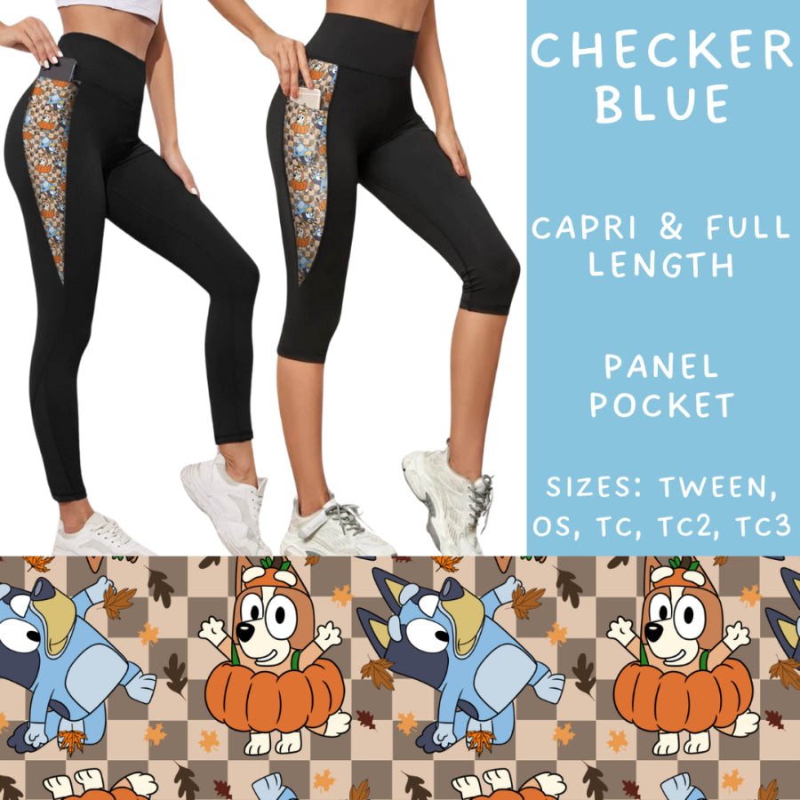 Preorder Custom Panel Pocket Leggings / Tunics - Checker Blue - Closes 9 Oct - ETA late Dec 2024 Leggings