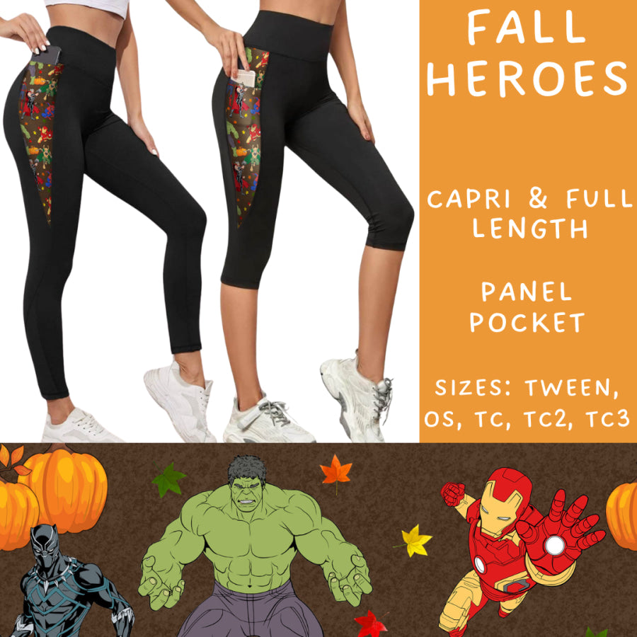 Preorder Custom Panel Pocket Leggings / Tunics - Fall Heroes - Closes 9 Oct - ETA late Dec 2024 Leggings