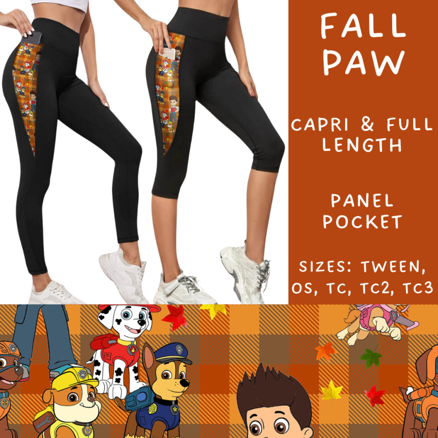 Preorder Custom Panel Pocket Leggings / Tunics - Fall Paw - Closes 9 Oct - ETA late Dec 2024 Leggings