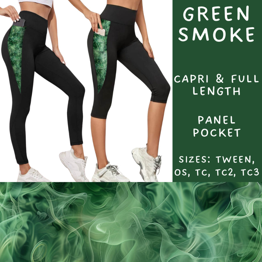 Preorder Custom Panel Pocket Leggings / Tunics - Green Smoke - Closes 18 Sep - ETA early Dec 2024 Leggings