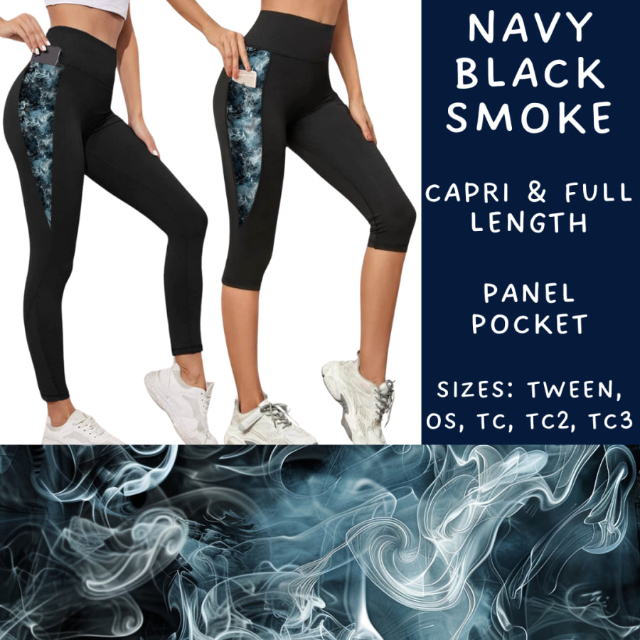 Preorder Custom Panel Pocket Leggings / Tunics - Navy Black Smoke - Closes 18 Sep - ETA early Dec 2024 Leggings