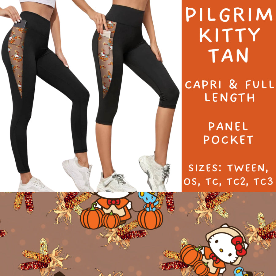 Preorder Custom Panel Pocket Leggings / Tunics - Pilgrim Kitty Tan - Closes 9 Oct - ETA late Dec 2024 Leggings