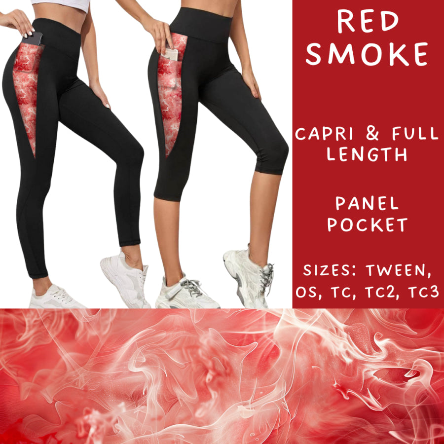 Preorder Custom Panel Pocket Leggings / Tunics - Red Smoke - Closes 18 Sep - ETA early Dec 2024 Leggings