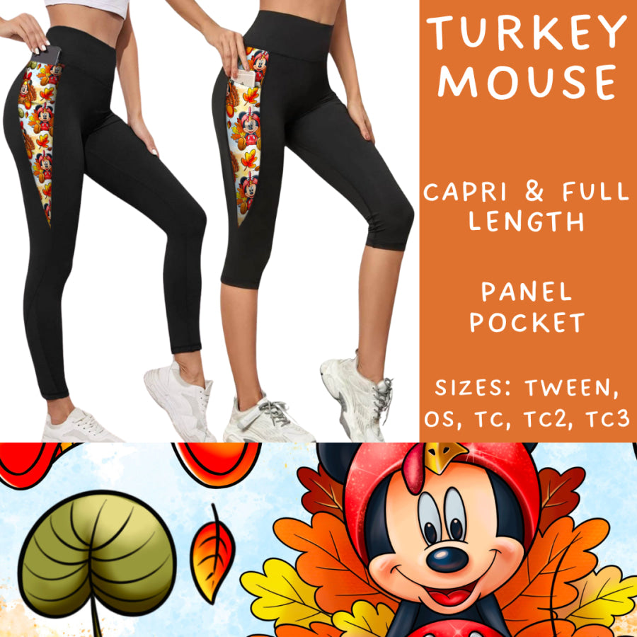 Preorder Custom Panel Pocket Leggings / Tunics - Turkey Mouse - Closes 8 Oct - ETA late Dec 2024 Leggings