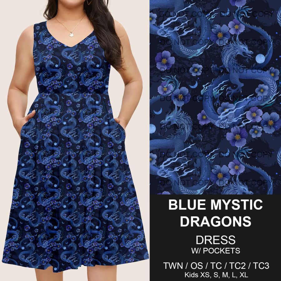 Preorder Custom Pocket Dresses - Blue Mystic Dragons - Closes 14 Mar - ETA mid Jun 2025 Dresses