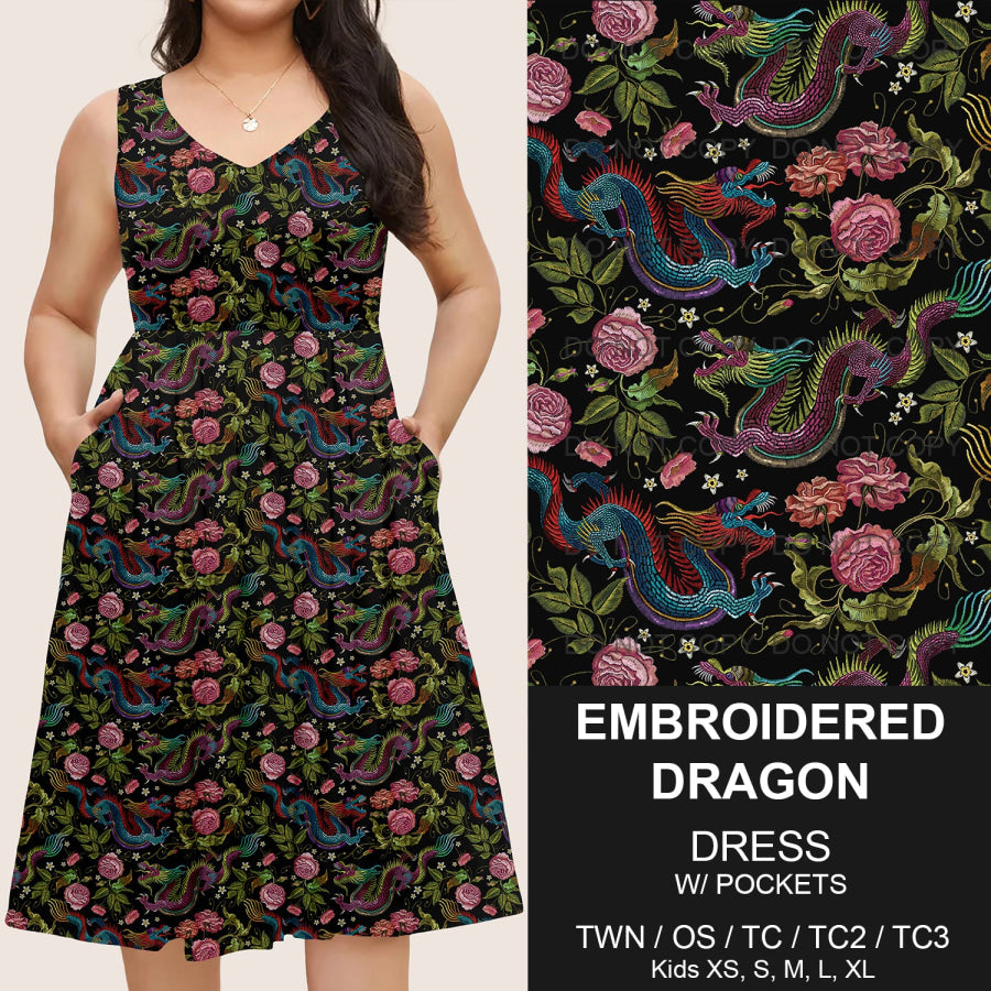 Preorder Custom Pocket Dresses - Embroidered Dragon - Closes 14 Mar - ETA mid Jun 2025 Dresses