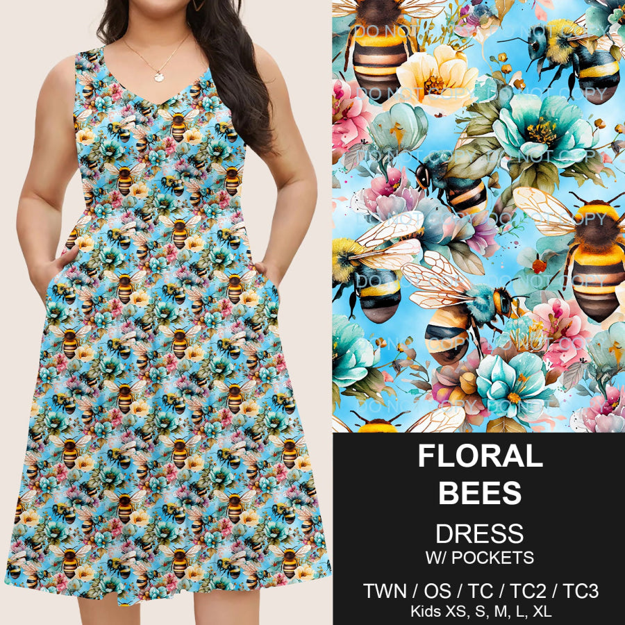 Preorder Custom Pocket Dresses - Floral Bees - Closes 14 Mar - ETA mid Jun 2025 Dresses