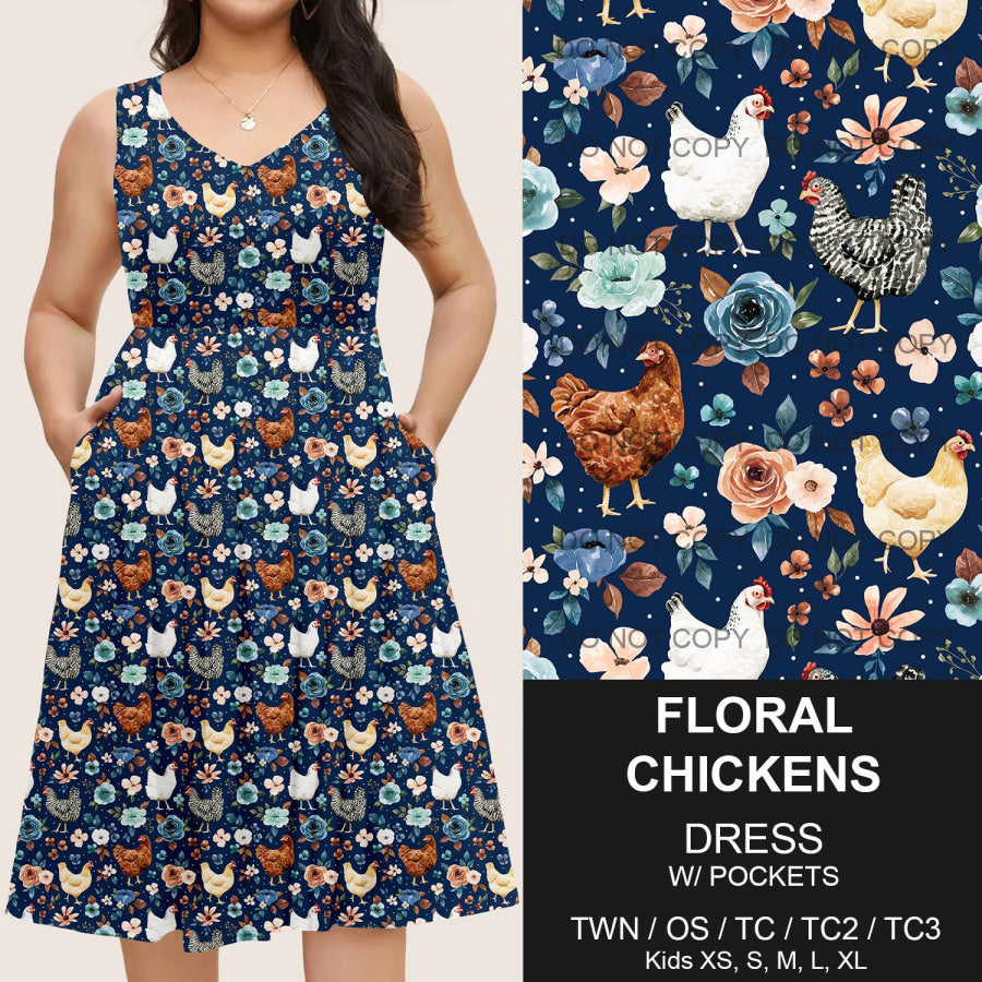 Preorder Custom Pocket Dresses - Floral Chickens - Closes 14 Mar - ETA mid Jun 2025 Dresses